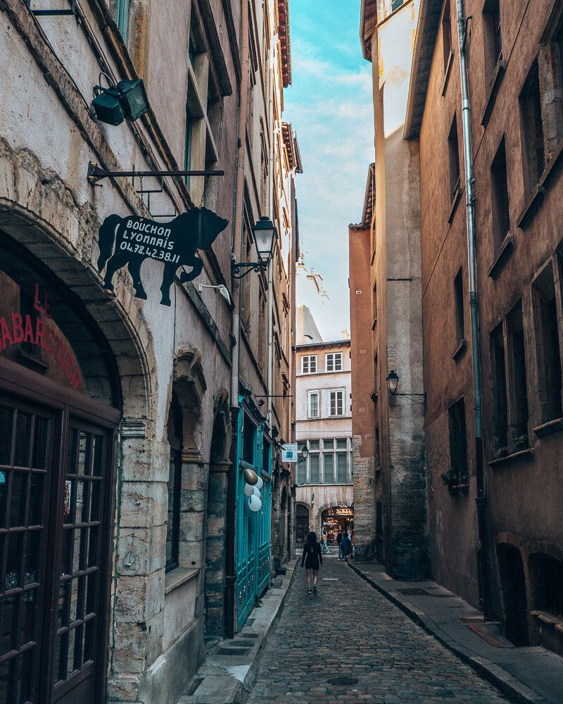 little street lyon city in france