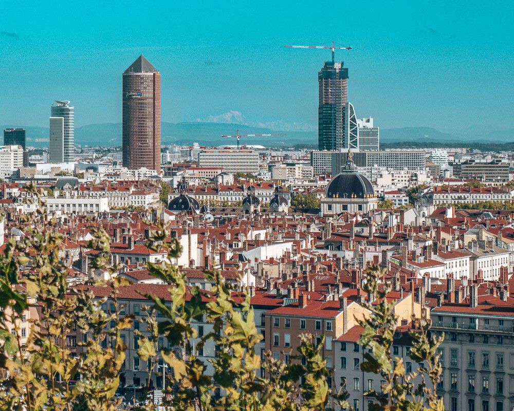 Lyon France City Mont blanc view