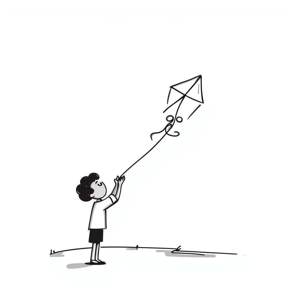 image:In English environment, the result of entering "男孩在放风筝" .