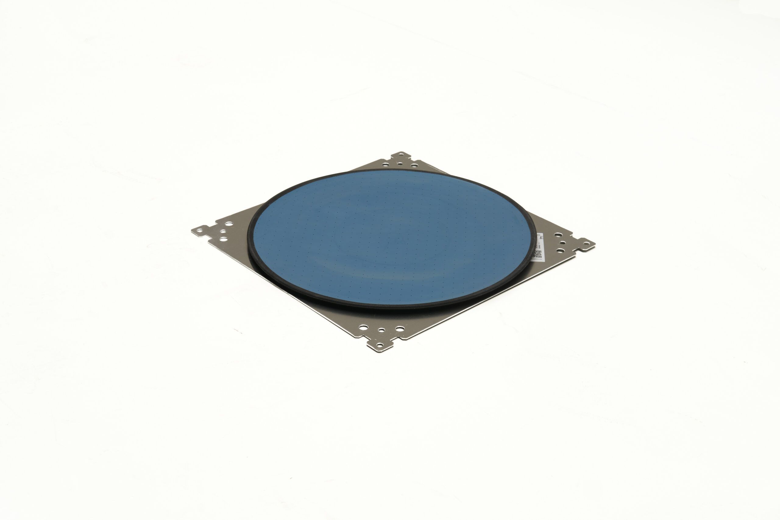 Side view of a gap crosser air caster on its support plate