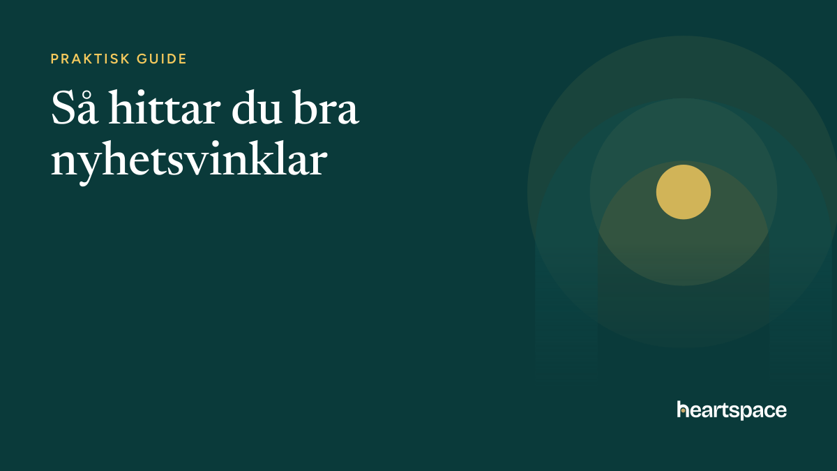 Rubrikbild för Heartspaces utbildningsguide om att hitta nyhetsvinklar.