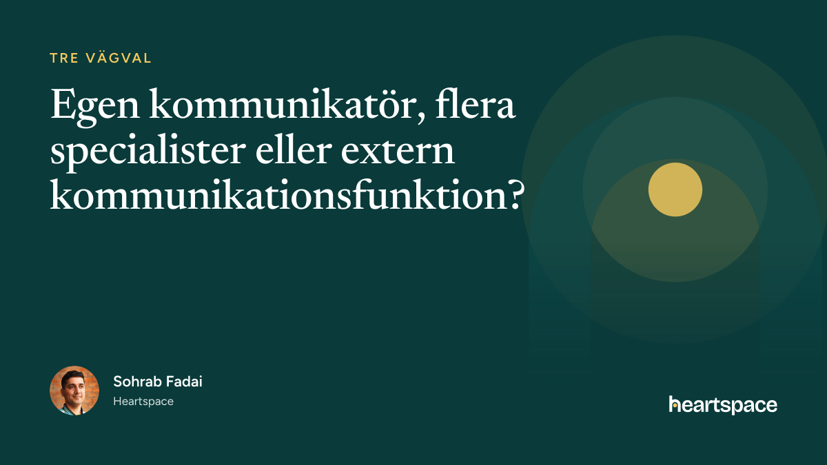 Illustration som jämför egen kommunikatör, flera specialister och extern kommunikationsfunktion.