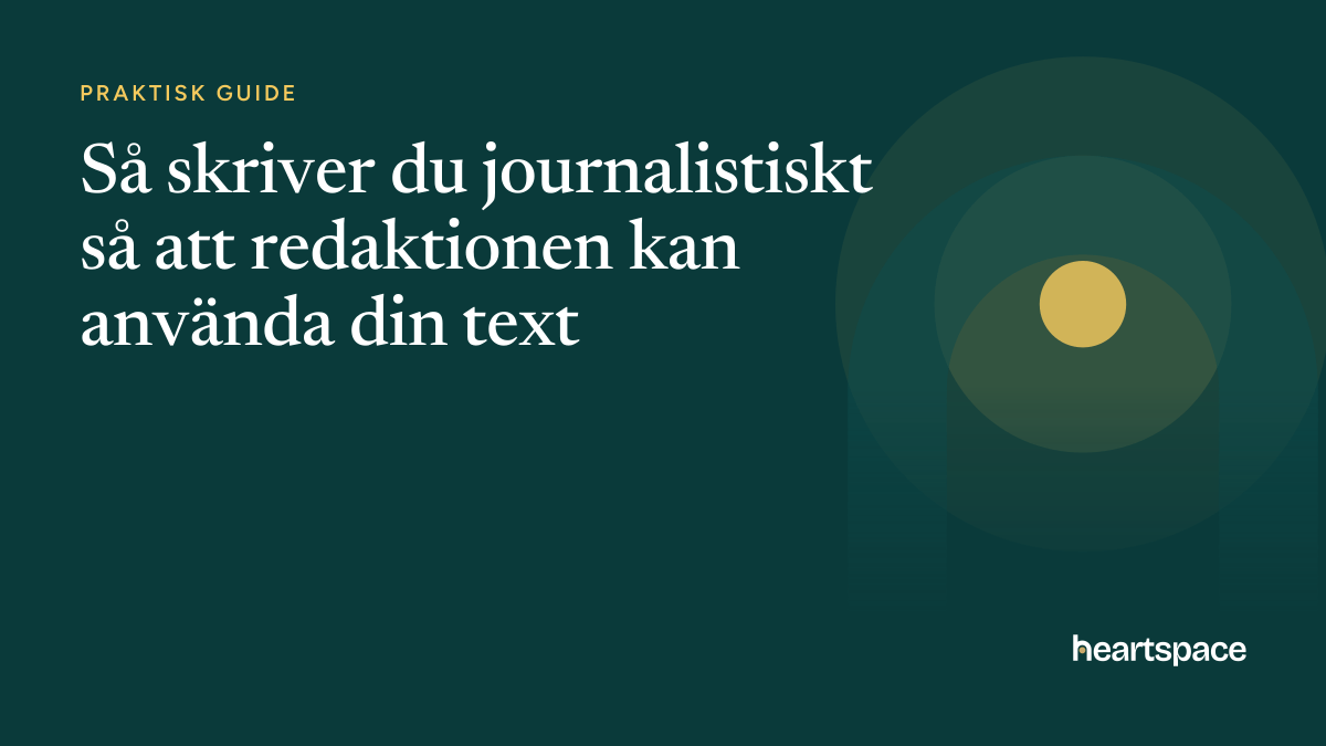 Illustration av guiden om journalistiskt skrivande med Heartspaces typografi.