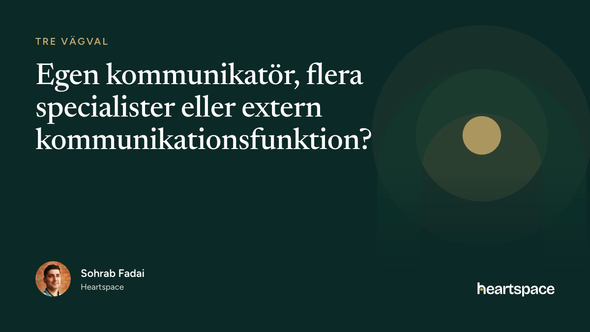Illustration som jämför egen kommunikatör, flera specialister och extern kommunikationsfunktion.
