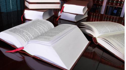 Books on a table.