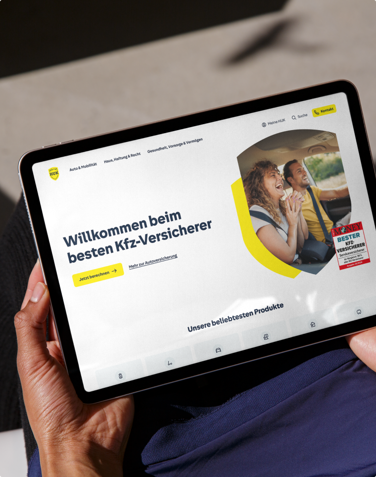 Tablet mit neuer HUK Website