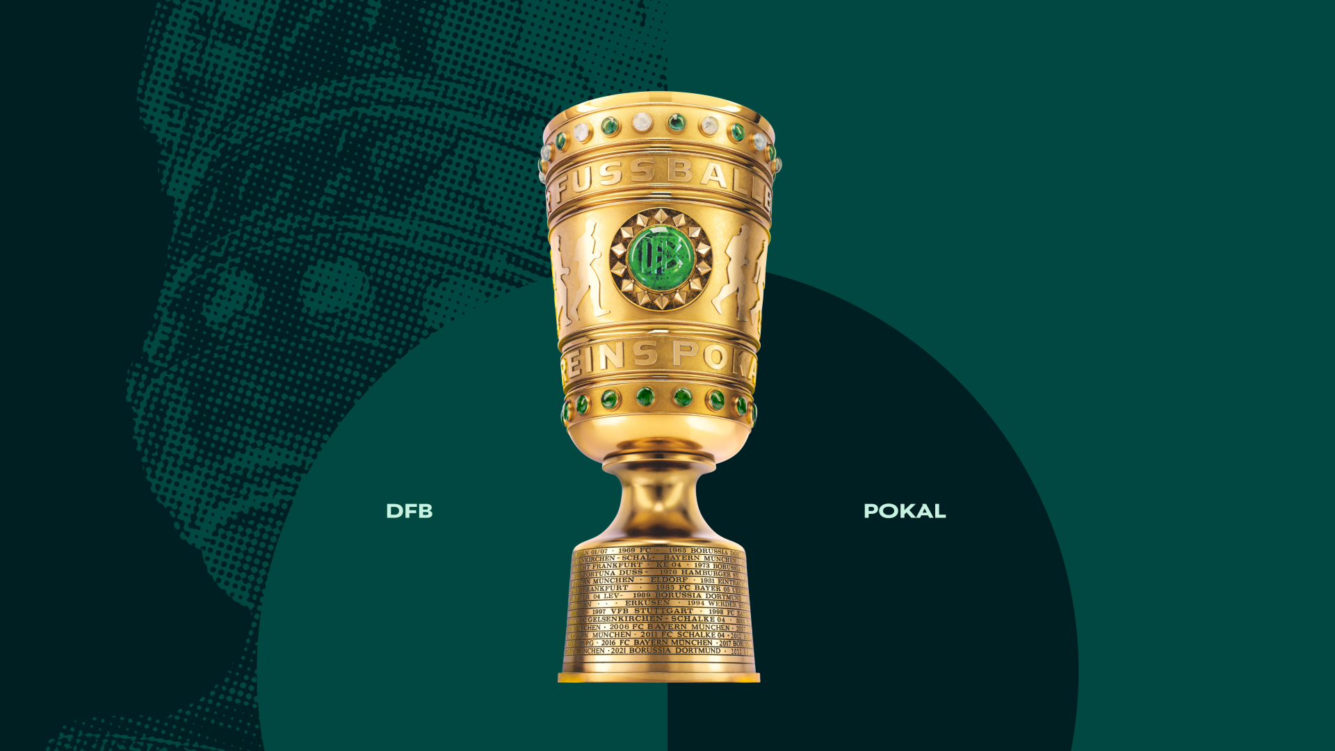 Sich drehende goldene DFB-Pokal Trophäe