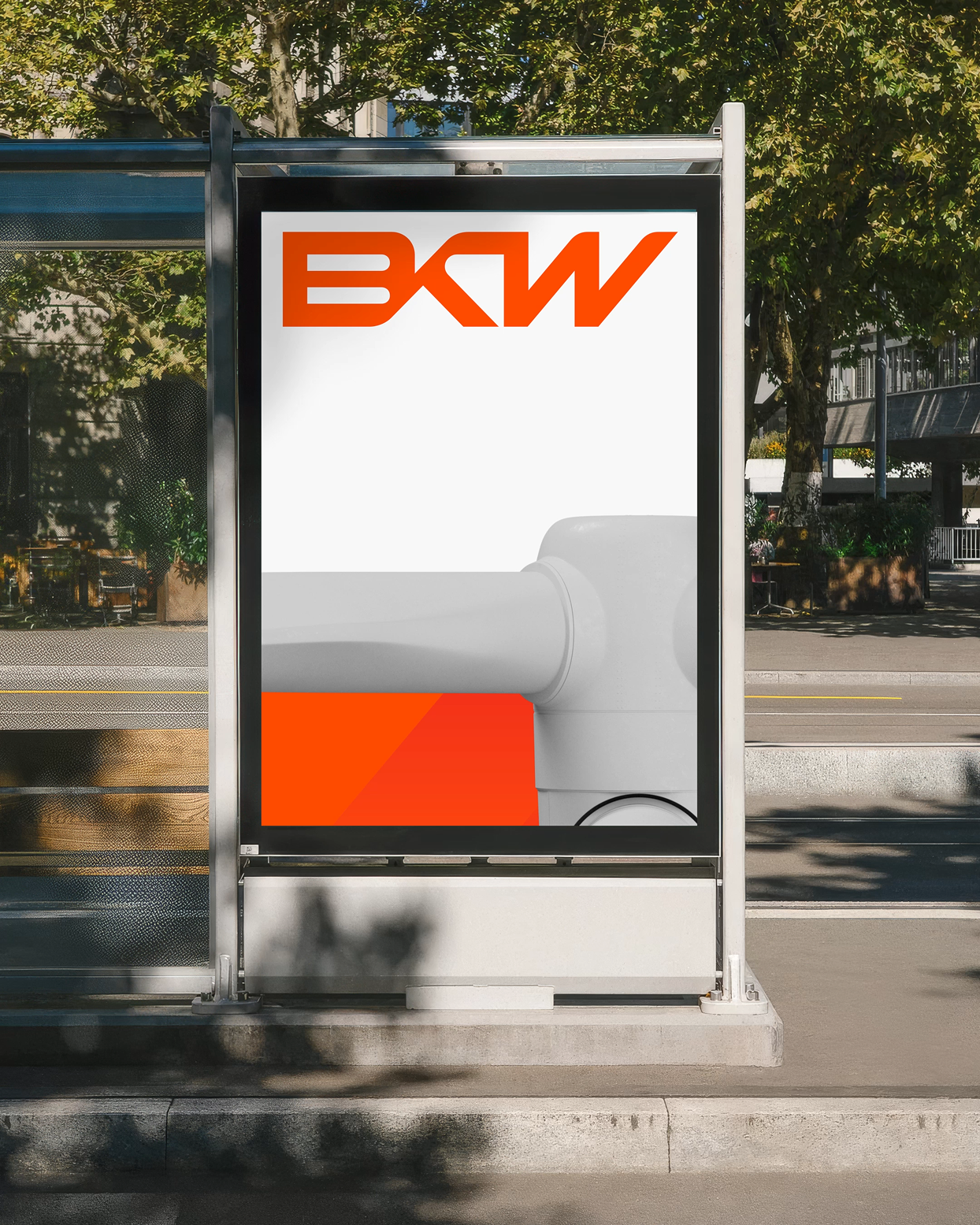 DDOH mit drehendem Windrad Rendering, Text „BWK. Neue Wege. Volle Energie."