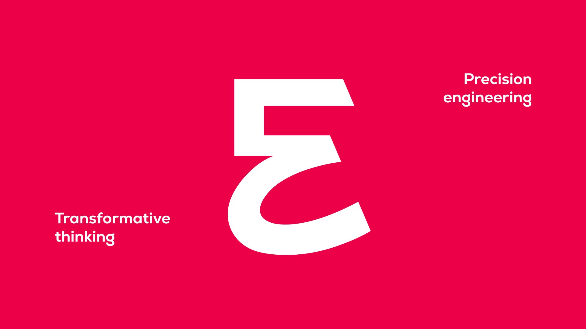 Animated Everllence Super Sign building on Energy Red background, with 'Precision Engineering' above and 'Transformative Thinking' below.