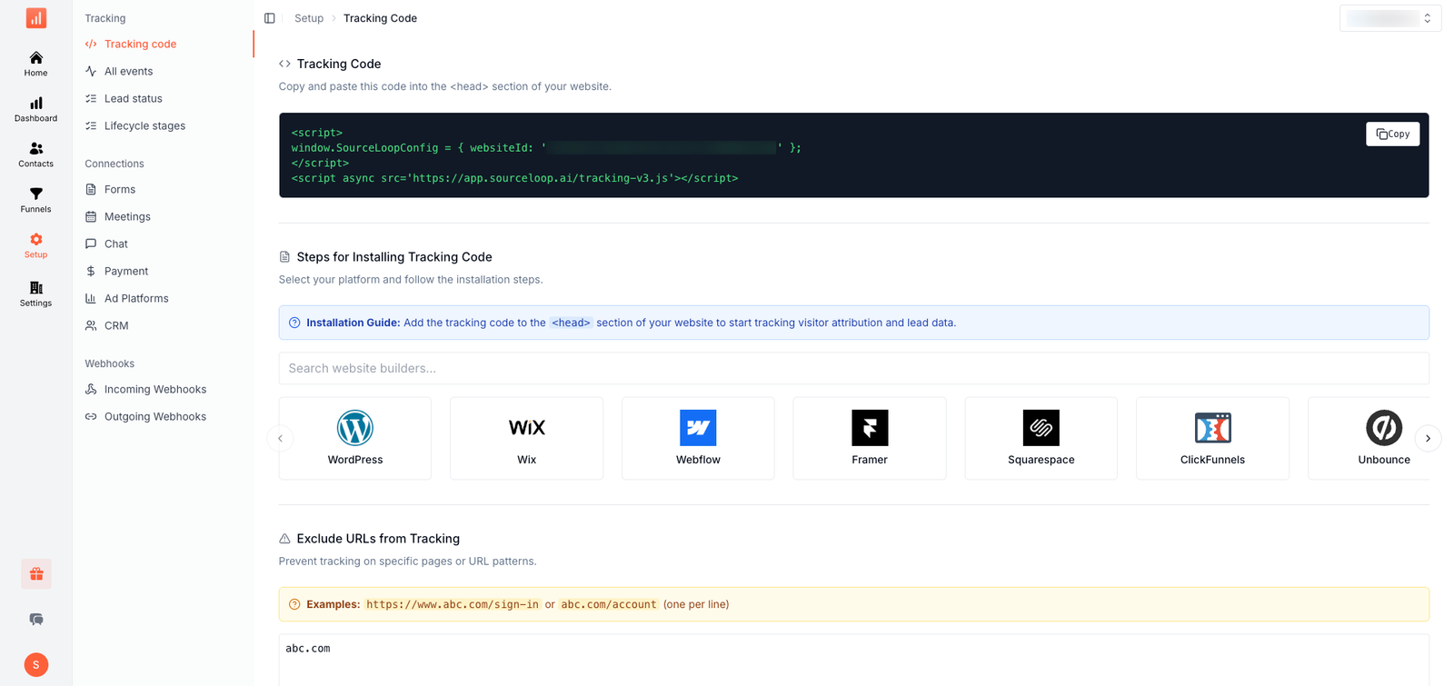 SourceLoop tracking script