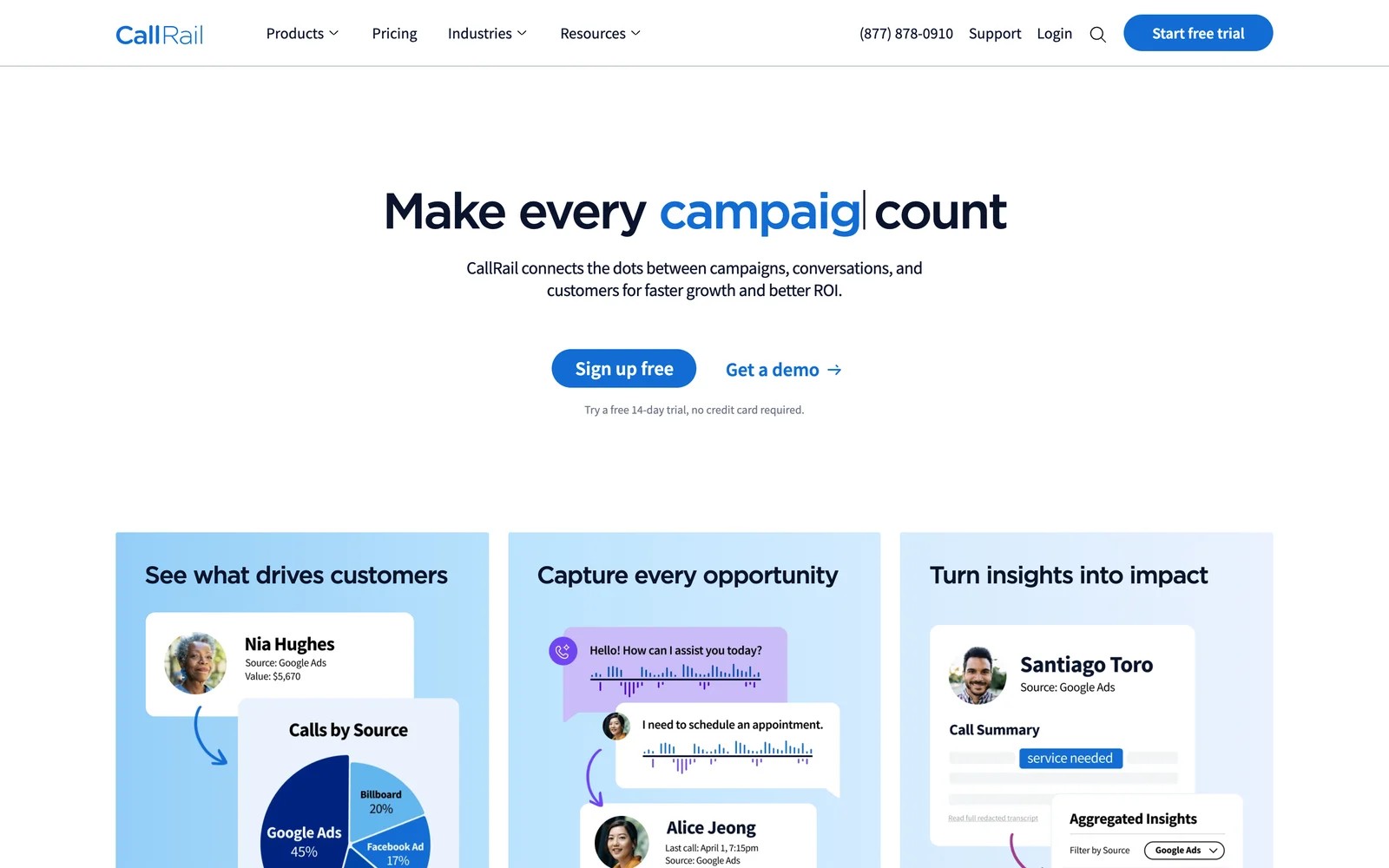 CallRail homepage
