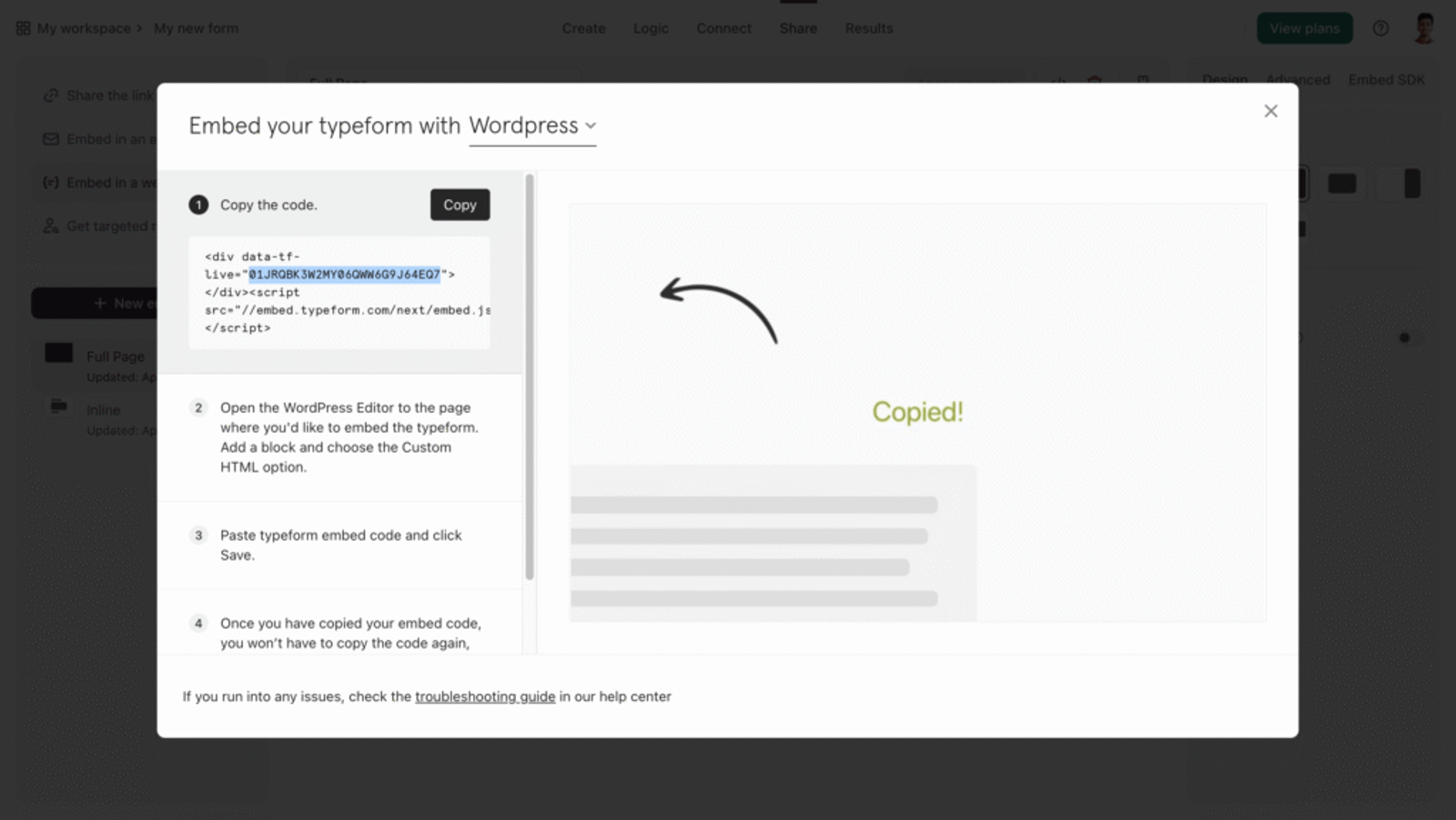 Typeform embed form