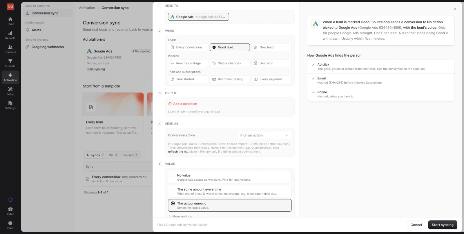 SourceLoop conversion sync builder