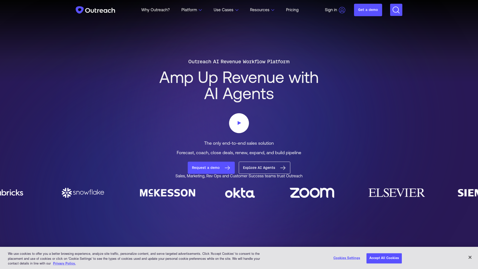 Outreach CRM platform interface showing lead management features