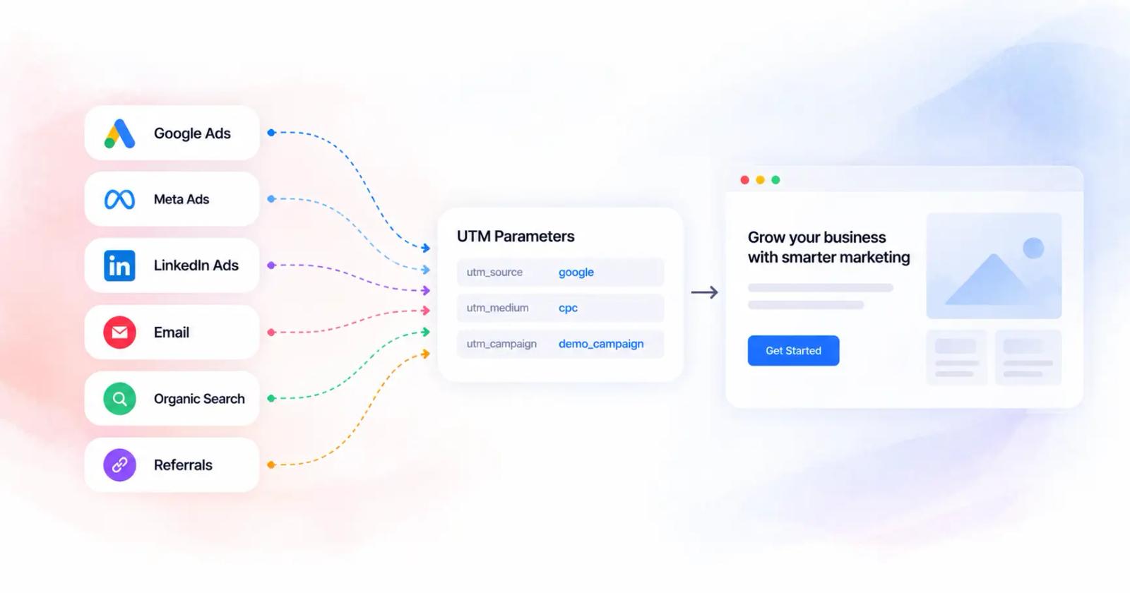 Marketing Channels to UTM Landing Page