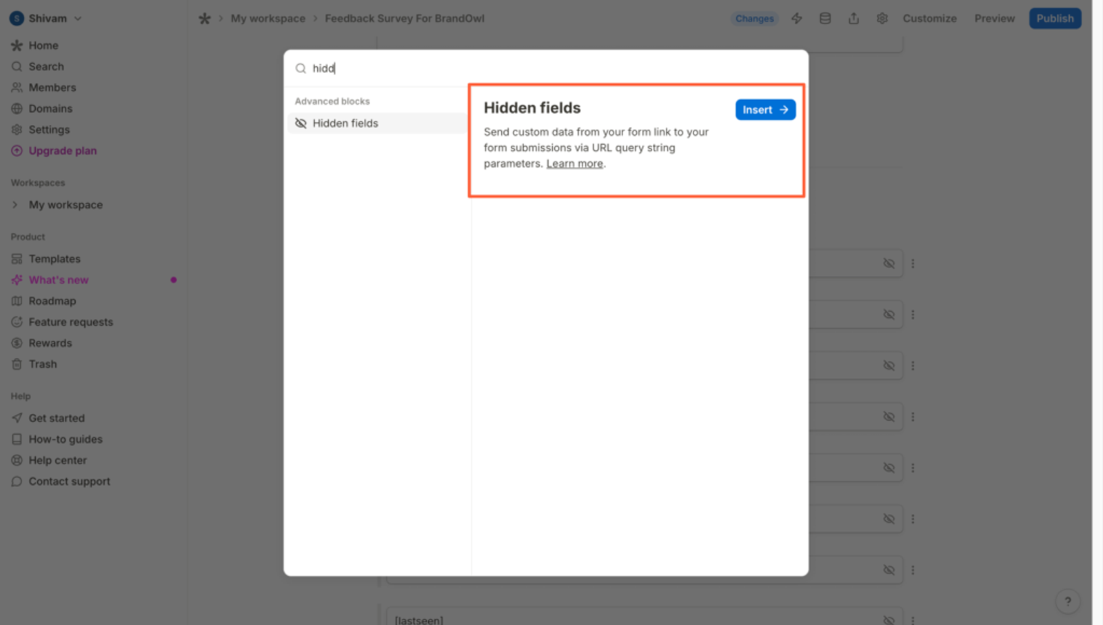 Tally Forms Hidden Fields