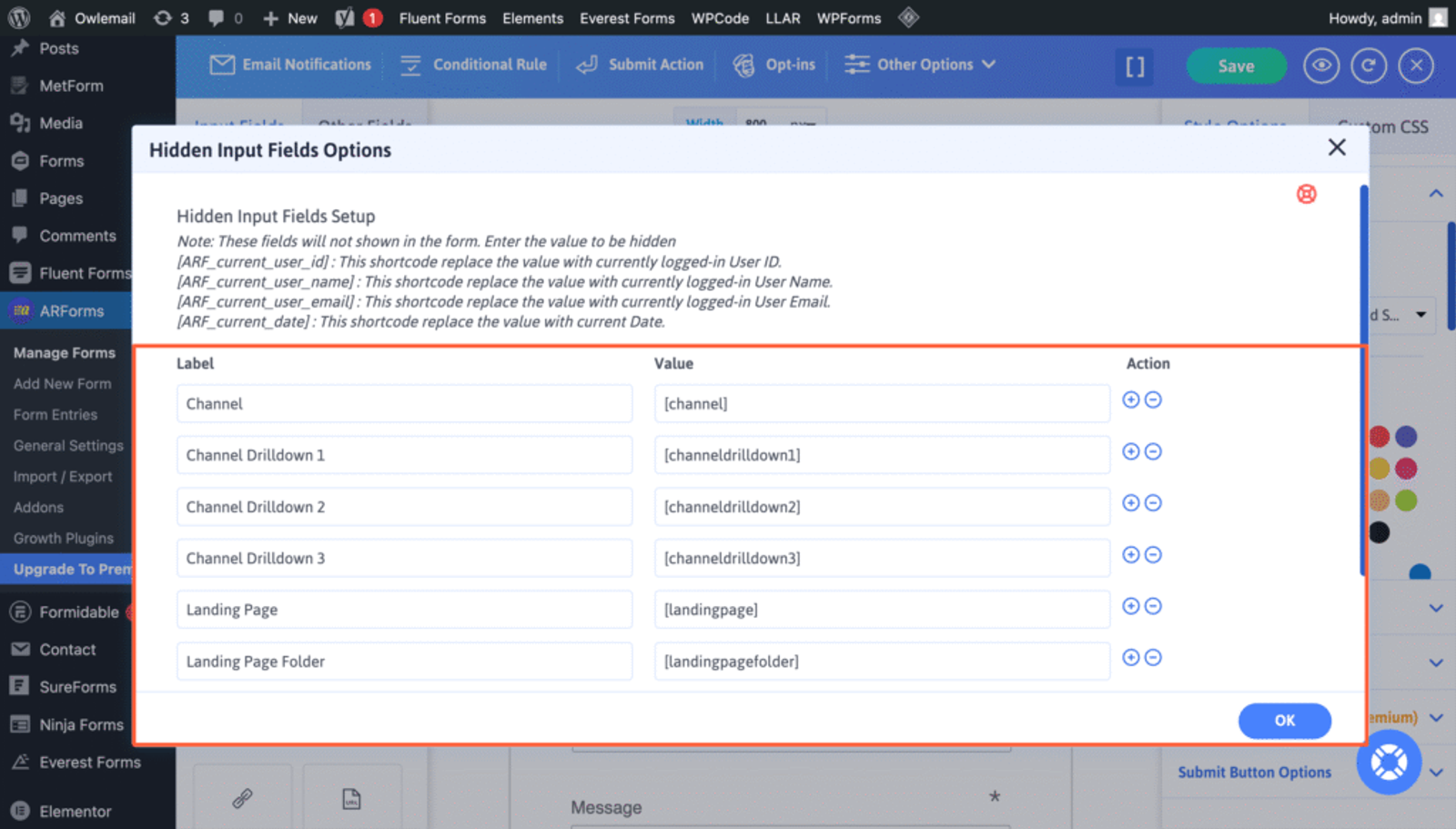Capture utm parameters in ARForms