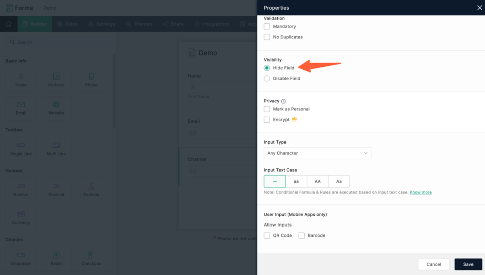 Hide Fields in Zoho Forms