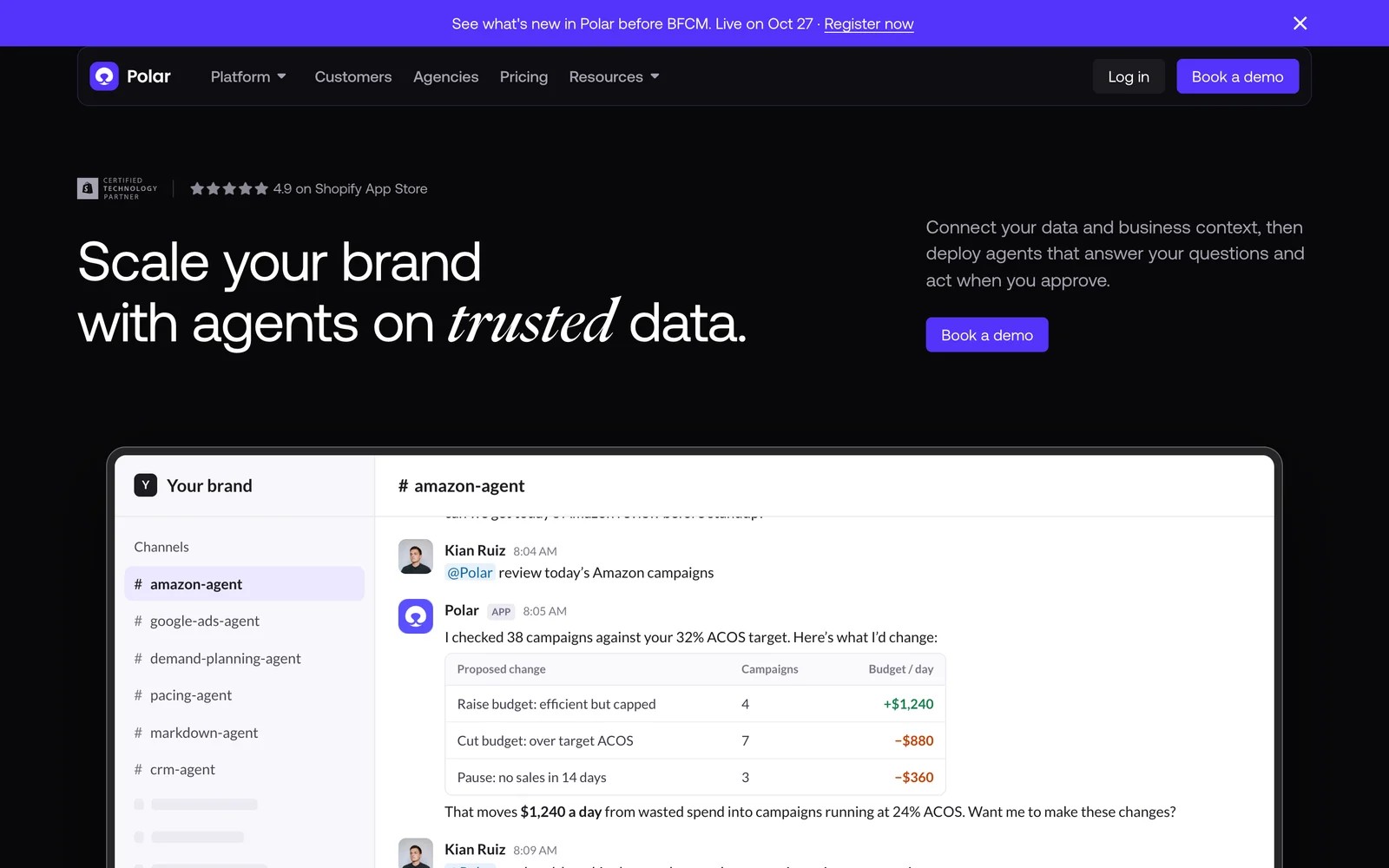 Polar Analytics homepage