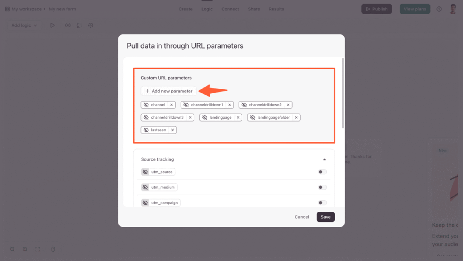 Typeform URL parameters for UTM tracking
