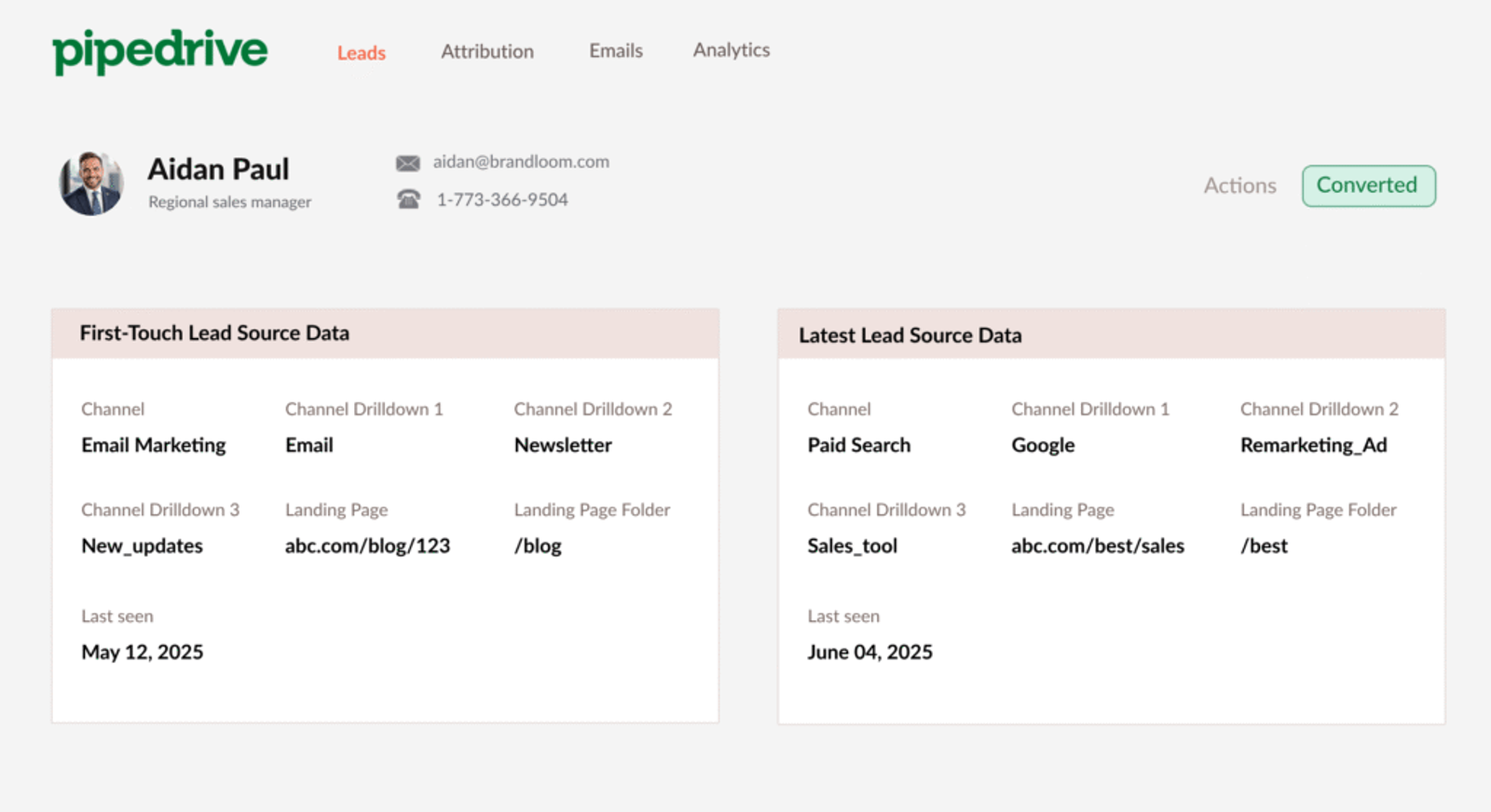 Track UTM parameters in CRM