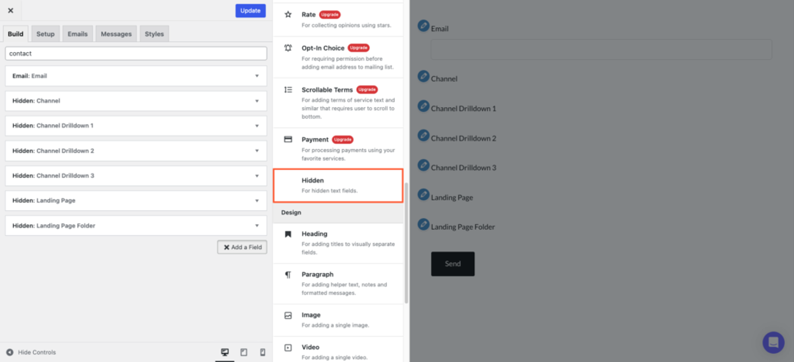 Hidden fields in Happyforms for UTM tracking
