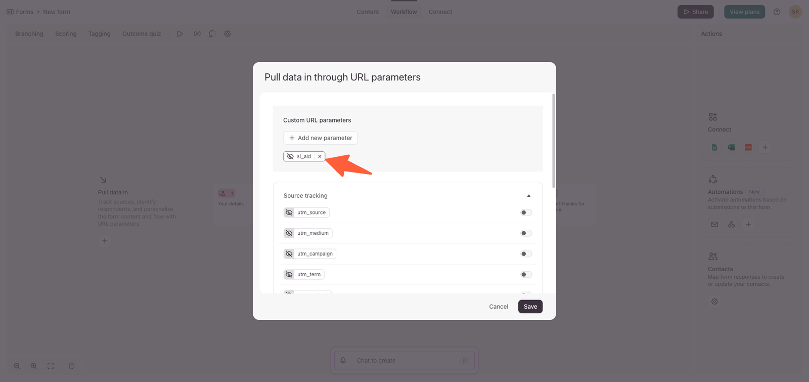 Typeform parameter named sl_aid