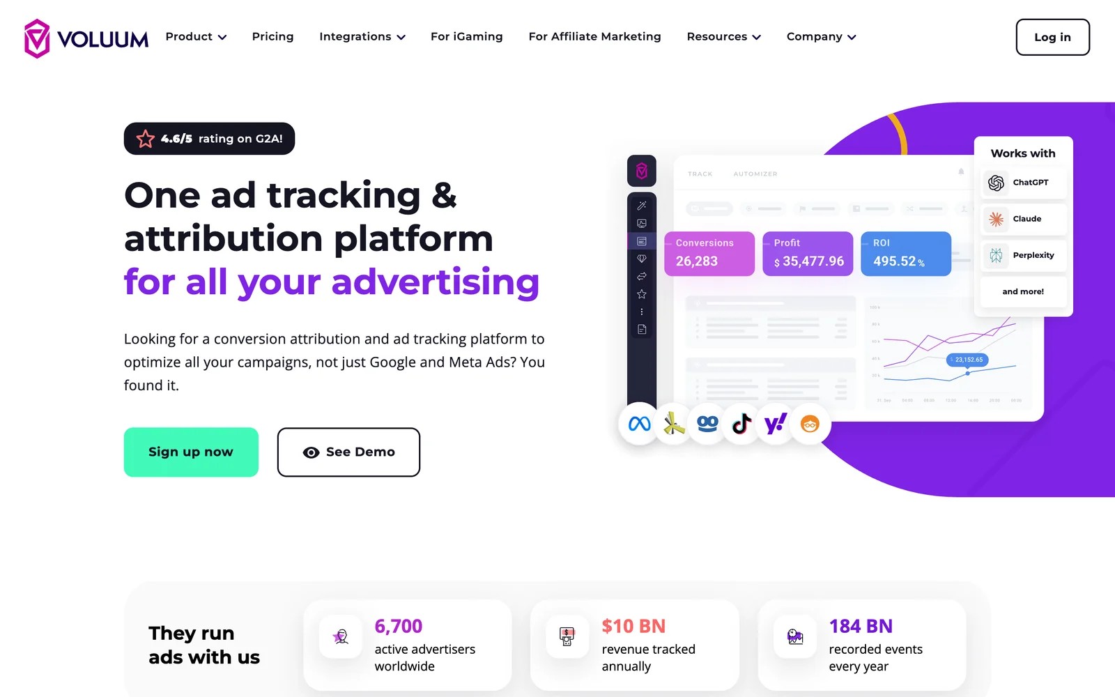 Voluum homepage