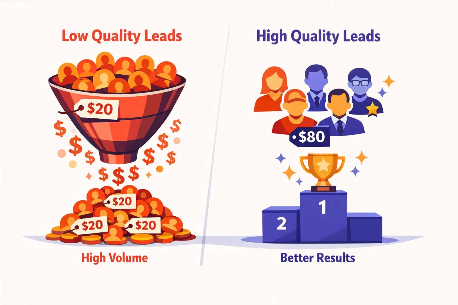 Cost per lead vs cost per qualified lead comparison for Meta ads