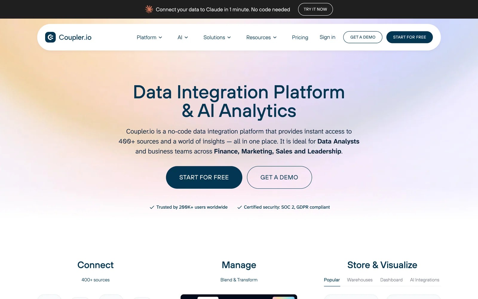 Coupler.io homepage