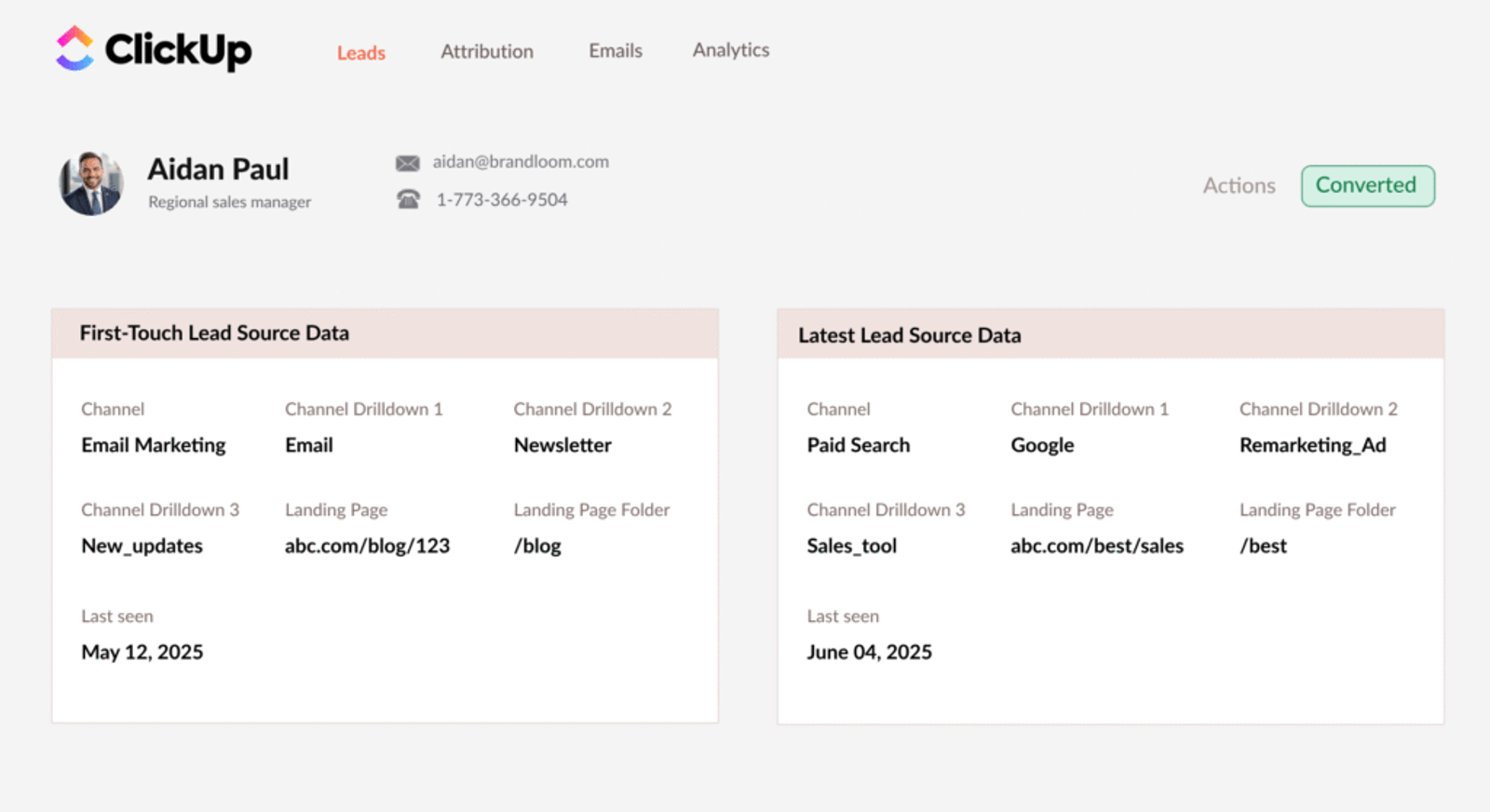 clickup crm utm parameters tracking