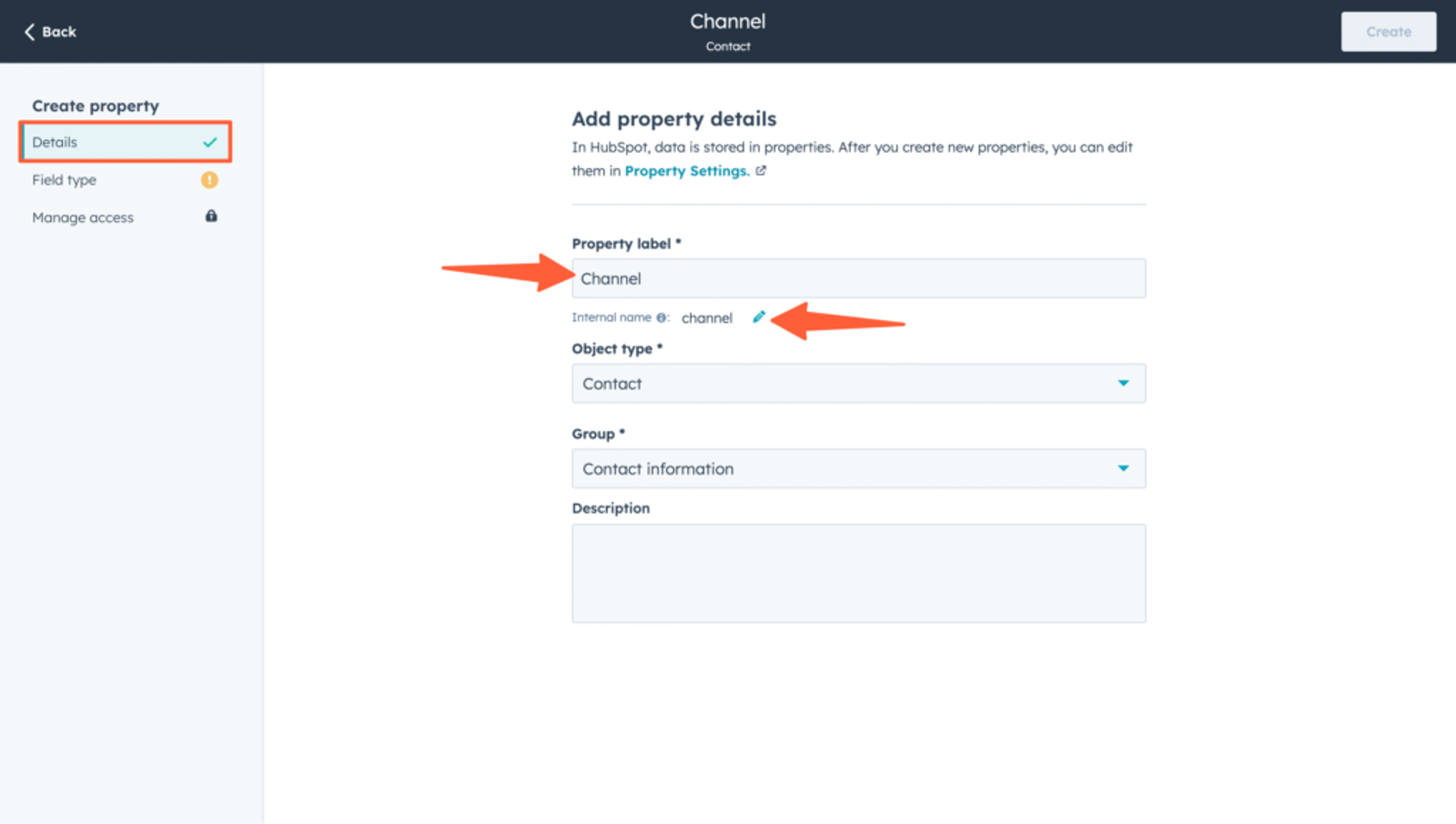 Create property in Hubspot Form