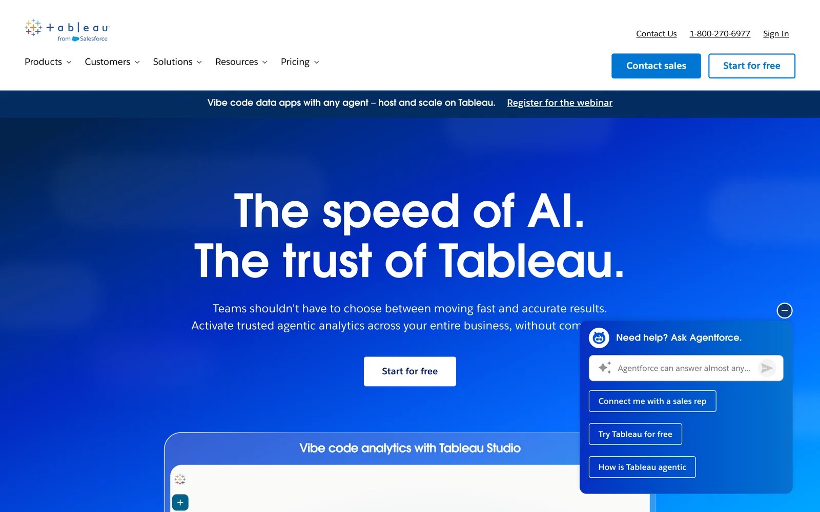 Tableau homepage