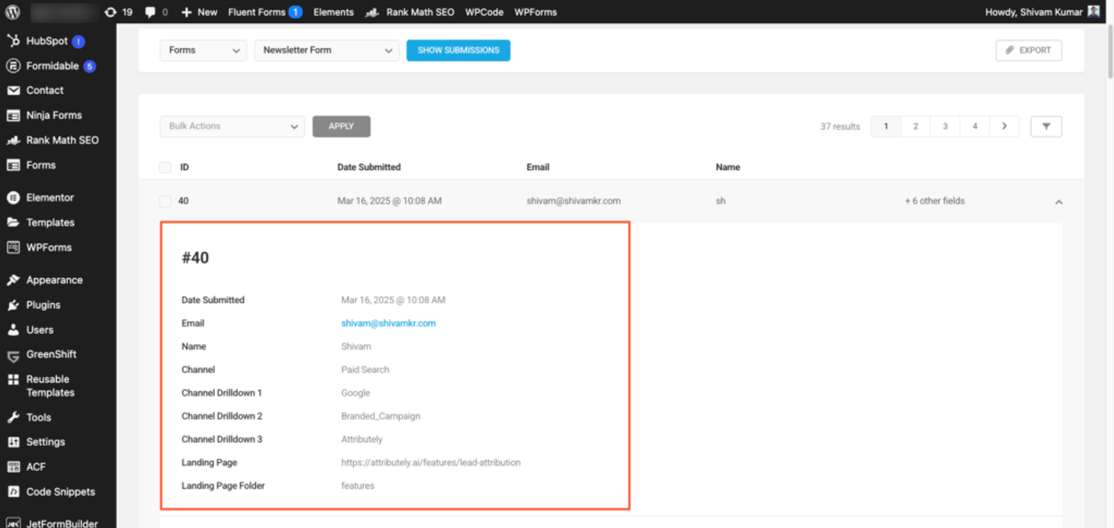Forminator Forms UTM tracking