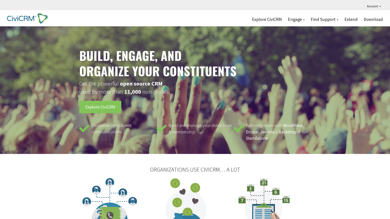 CiviCRM contact management interface and dashboard