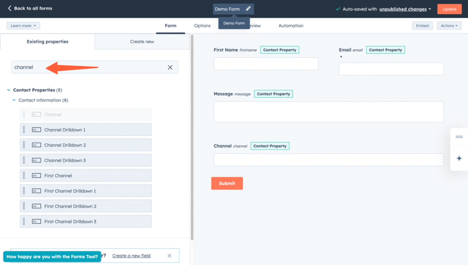 Add Fields in Hubspot Form