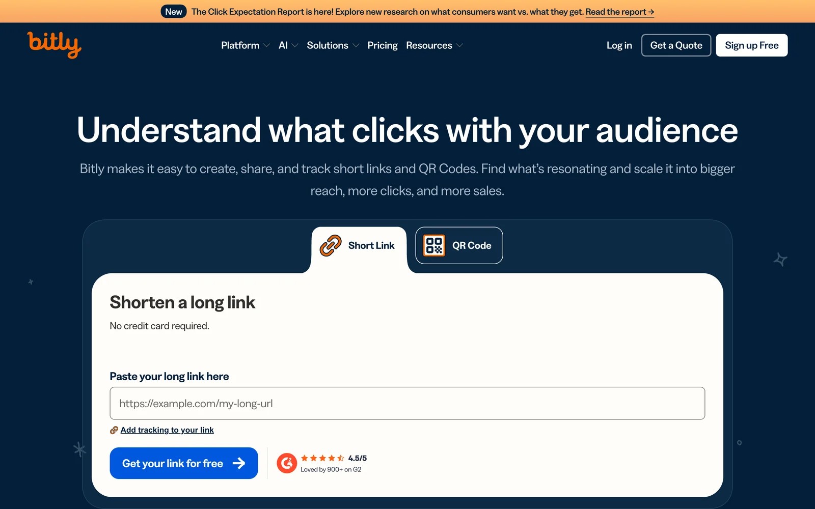 Bitly homepage