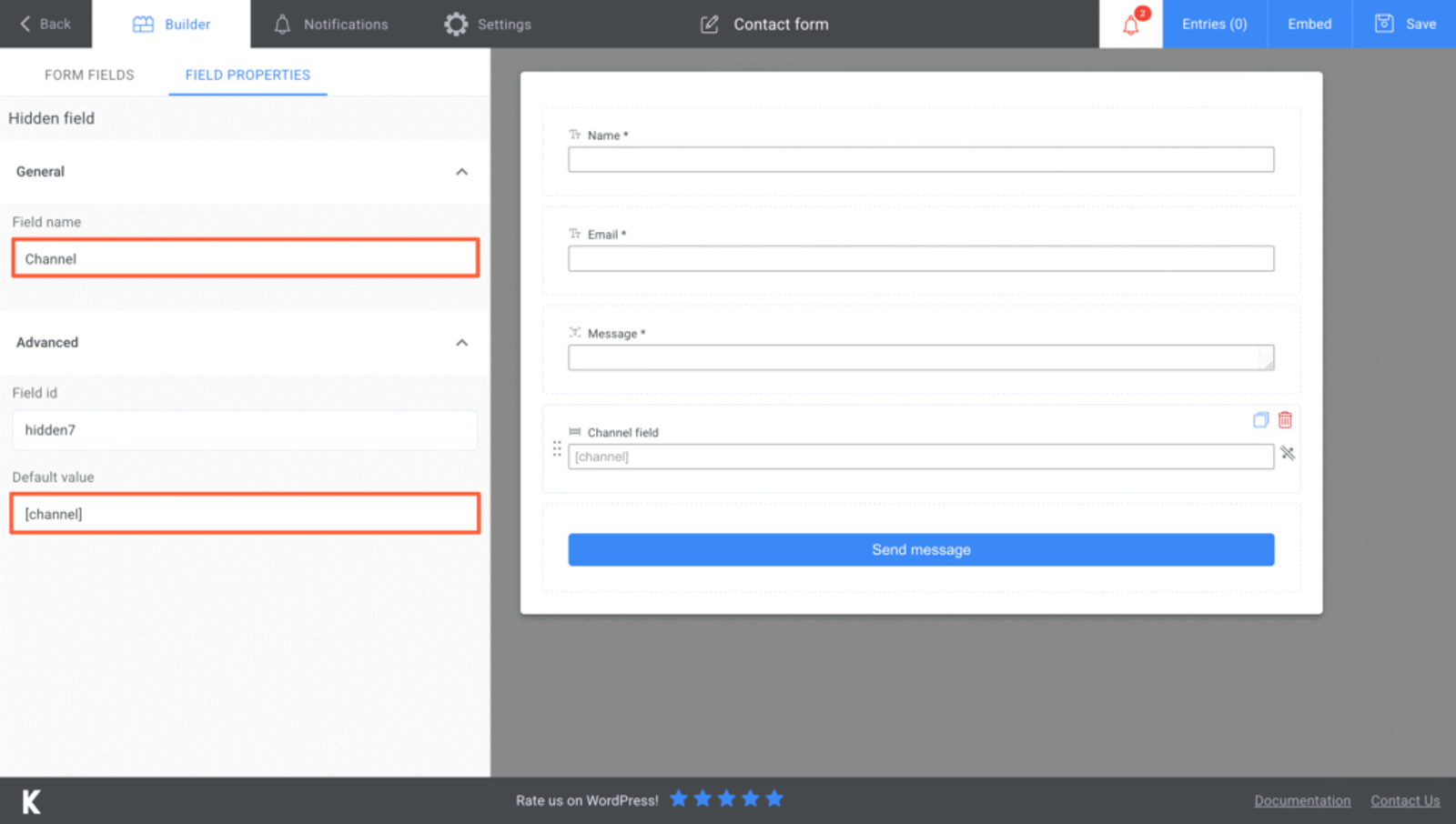 UTM tracking Kali Forms