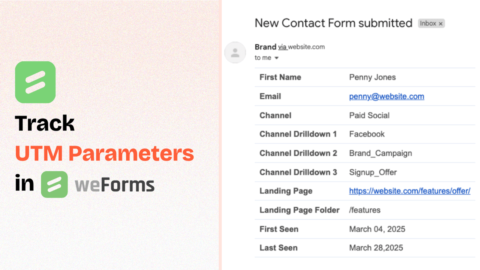 UTM tracking weforms