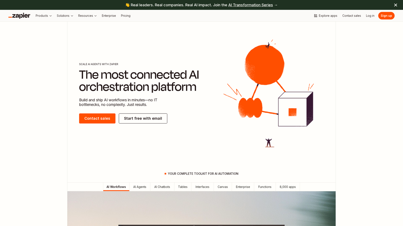 Zapier integration platform homepage showing automation capabilities