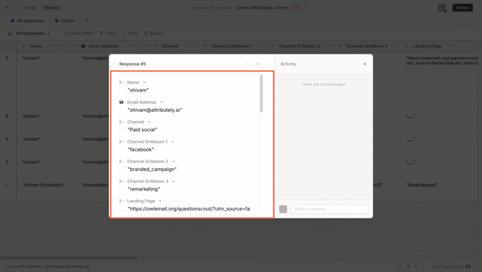 Questionscout UTM parameters