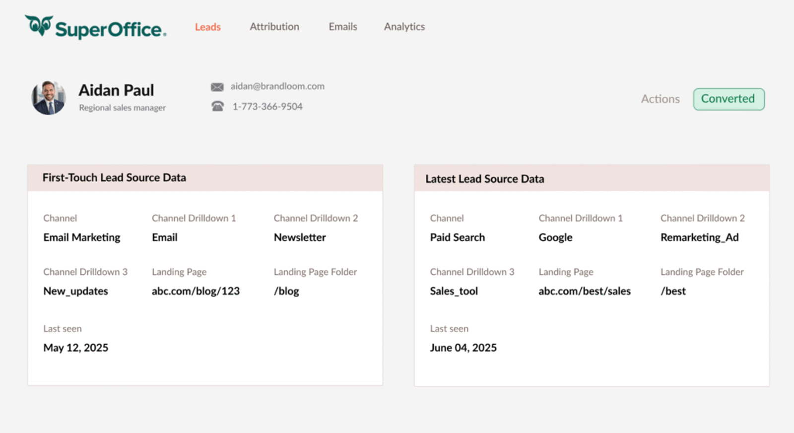 SuperOffice utm parameters tracking