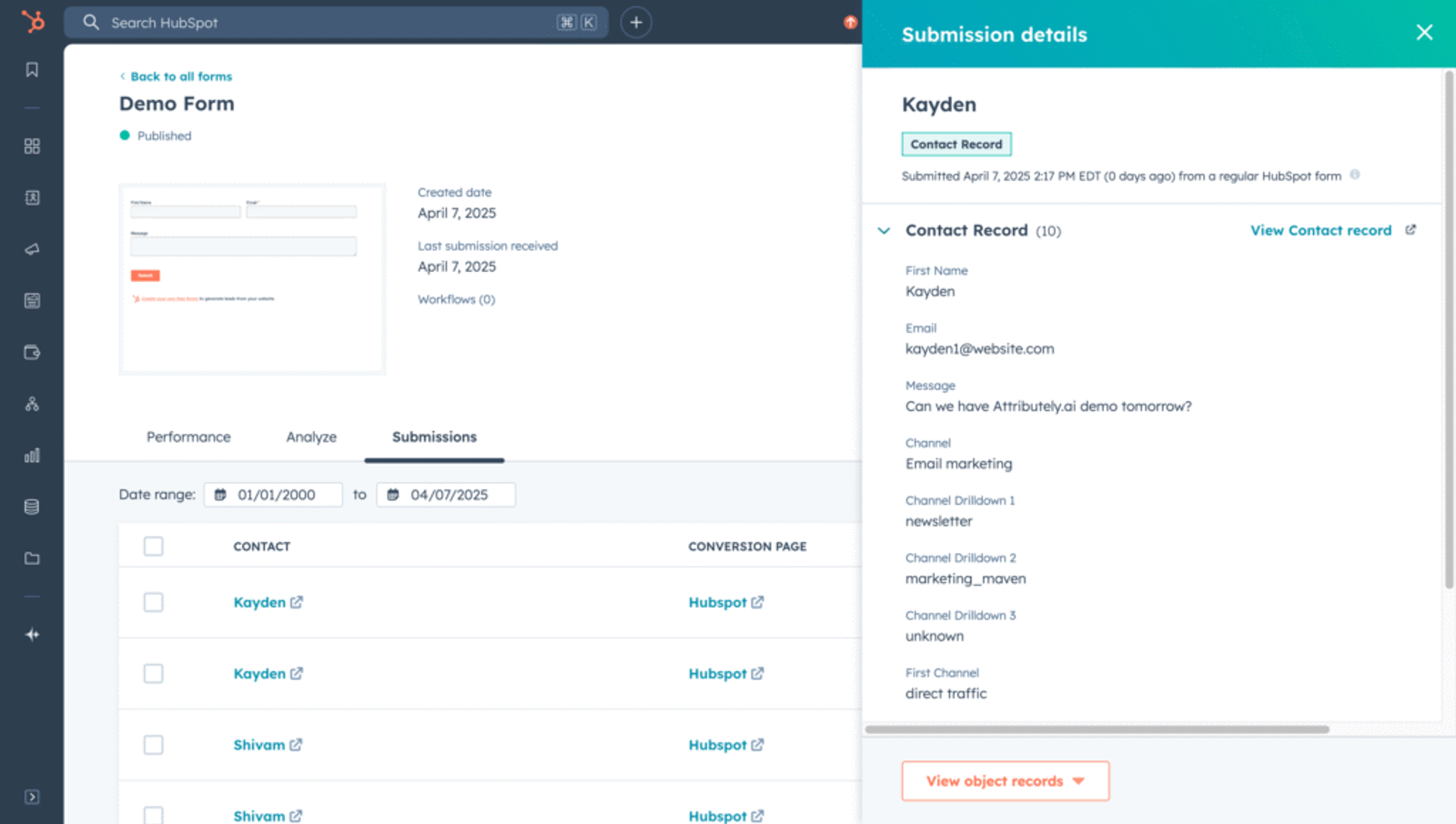 HubSpot UTM tracking