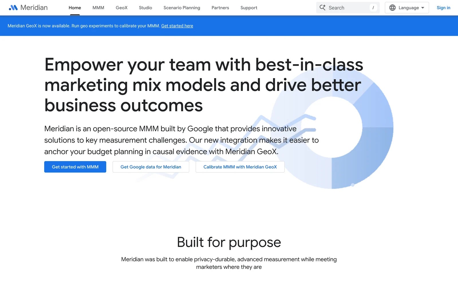 Google Meridian homepage