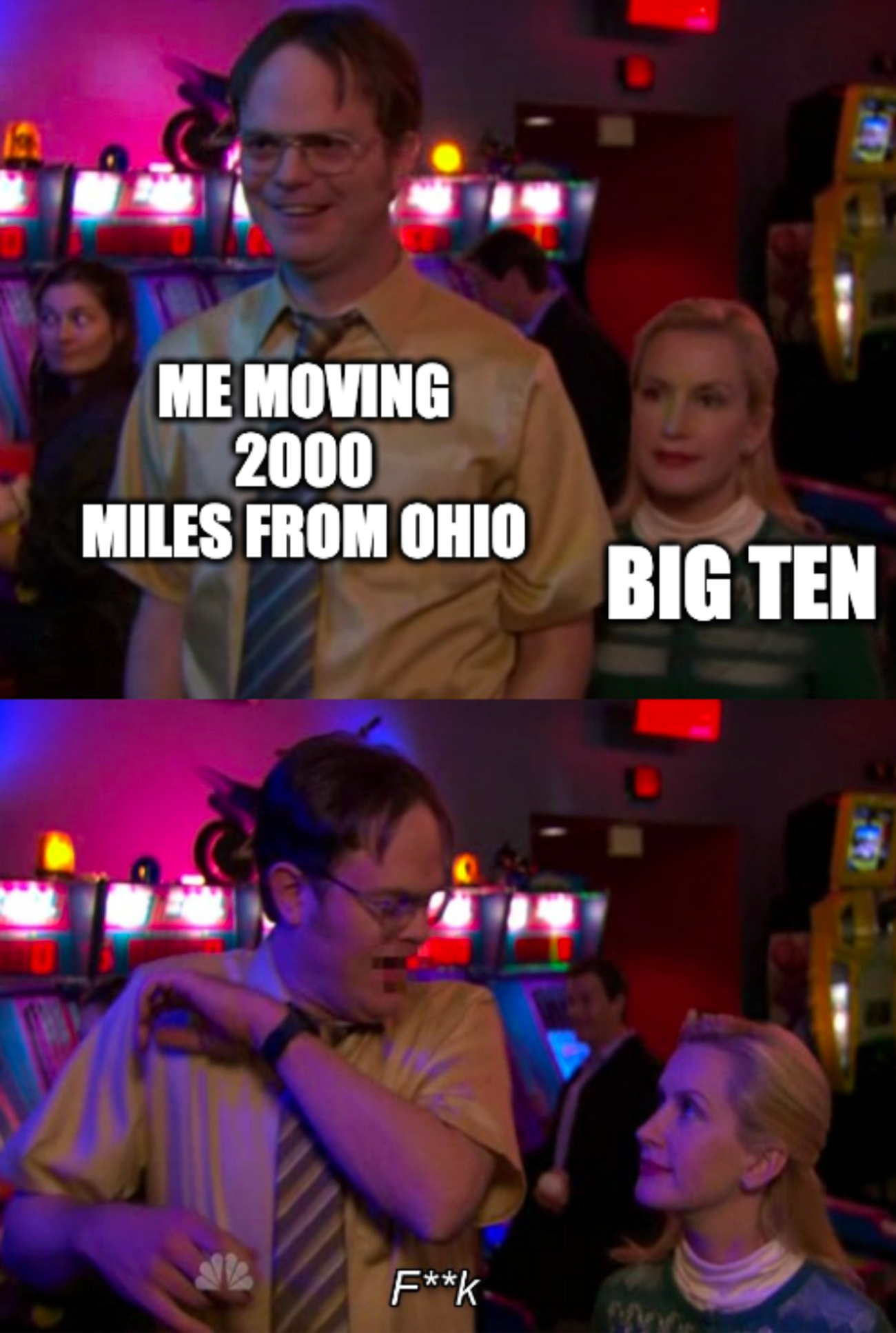 Angela Surprising Dwight - "Me Moving 200 Miles from Ohio" - Angela "Big Ten"