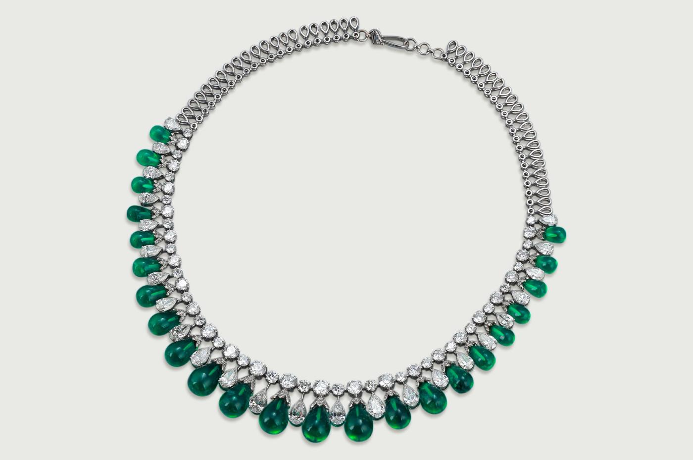 Two diamond necklaces layered together