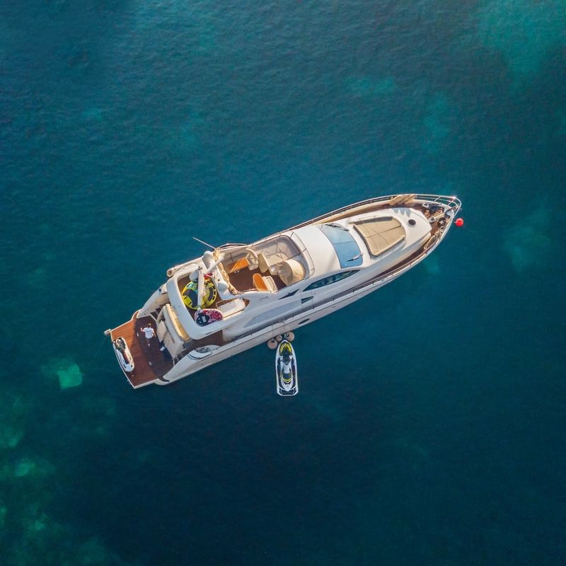 Aerial View of Luxury Motor Yacht 