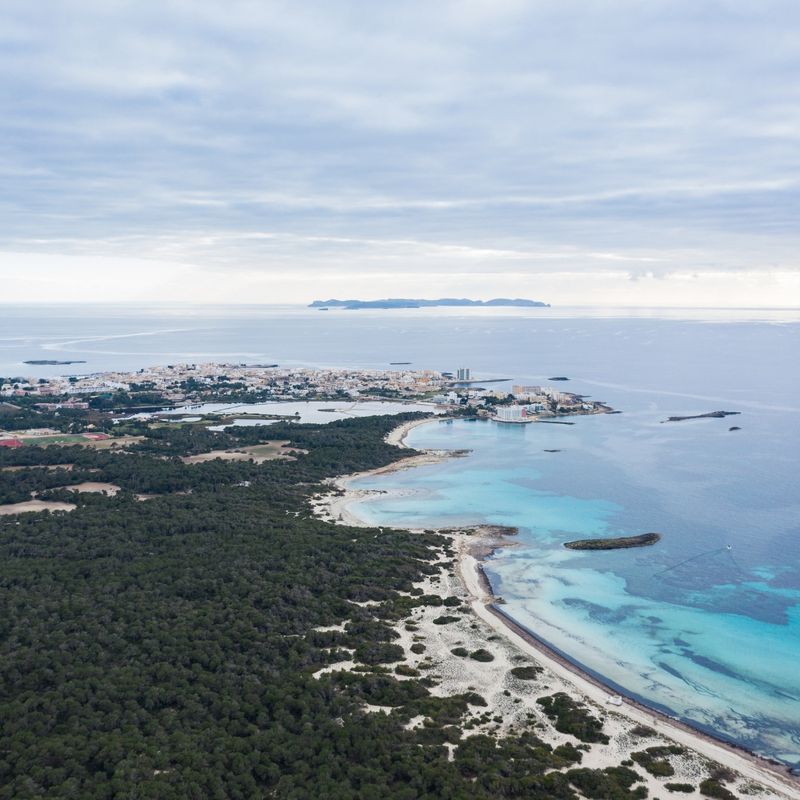 Aerial view of the Colonia de Sant Jordi resort town