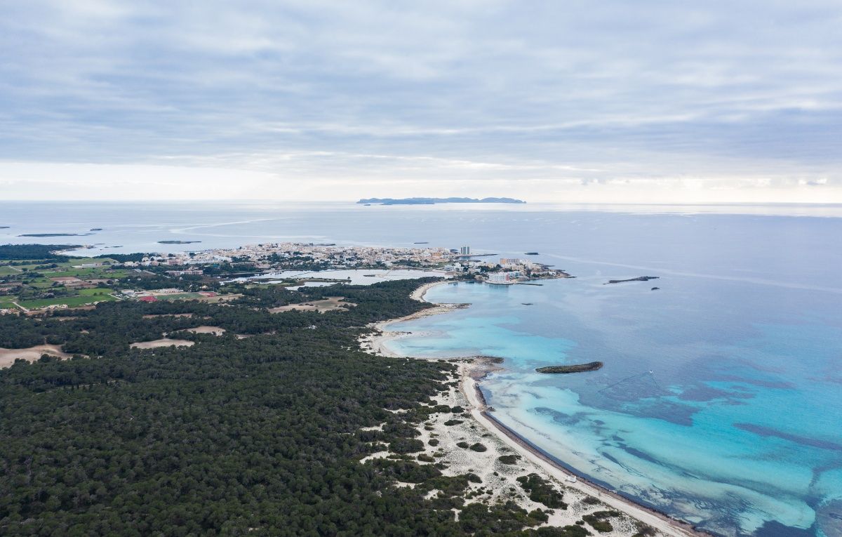Aerial view of the Colonia de Sant Jordi resort town