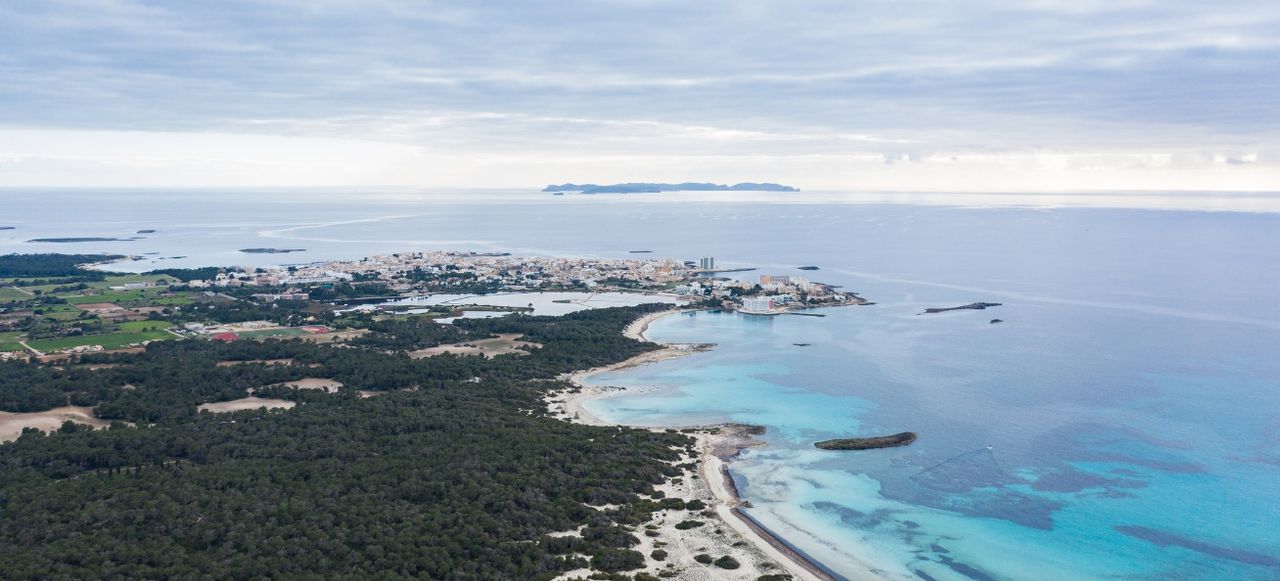 Aerial view of the Colonia de Sant Jordi resort town
